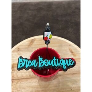 Paper Teacher Gift‎ Coffee Drink Stirrer Silicone Beads Steel Paddle